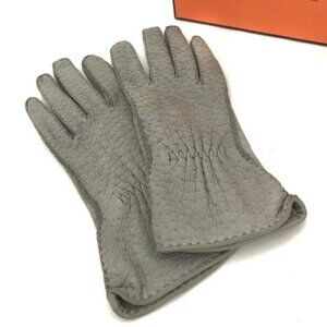 EGA HERMES Leather Gloves Size:7 Gray/9BM0462